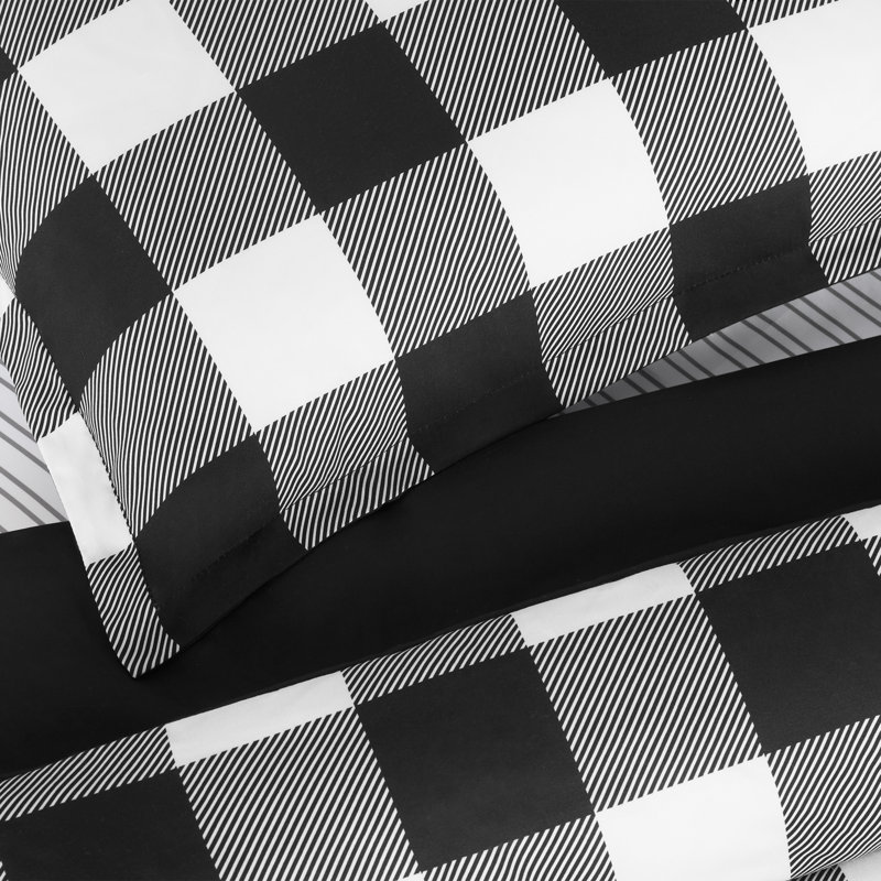 Serta Simply Clean Alex Buffalo Check Plaid Antimicrobial 7Piece